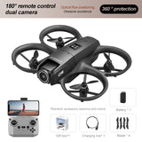 D16 drone in black with remote controller, battery, spare propellers and charging cable