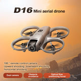 D16 mini aerial drone in grey with 180° remote-controlled dual camera