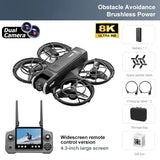 D2 drone in black with 4.3-inch screen remote controller, battery, propellers, charging cables and storage bag