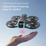 D2 drone hovering above an open hand using optical flow positioning