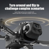 LU36 drone dual camera close-up, 360° flip stunt feature