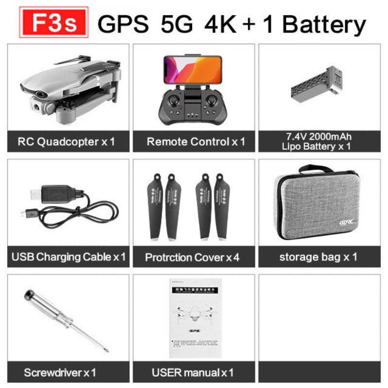 Professional 4K F3 Drone, Foldable 5G Quadcopter, Wide-Angle Camera, WiFi FPV, Follow Me, Gesture Control, Smart Flight Modes