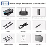 S89 PRO RC Mini Drone, 4K HD Dual Camera, Foldable Quadcopter, WiFi FPV, Altitude Hold, Headless Mode, One-Key Return, Trajectory Flight