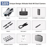 S89 PRO RC Mini Drone, 4K HD Dual Camera, Foldable Quadcopter, WiFi FPV, Altitude Hold, Headless Mode, One-Key Return, Trajectory Flight