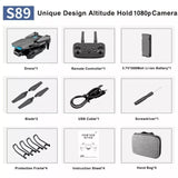 S89 PRO RC Mini Drone, 4K HD Dual Camera, Foldable Quadcopter, WiFi FPV, Altitude Hold, Headless Mode, One-Key Return, Trajectory Flight
