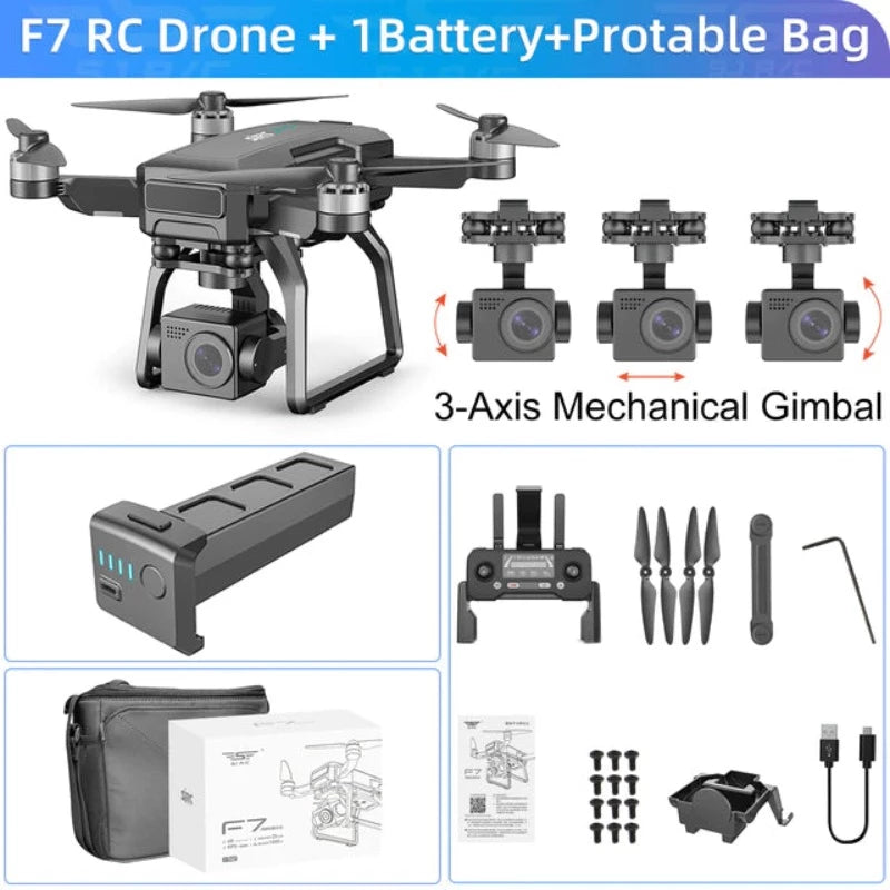 SJRC F7 4K GPS Drone with 3 Axis Gimbal 5G WiFi FPV 3KM Range Brushless Motor Foldable Professional Camera Quadcopter
